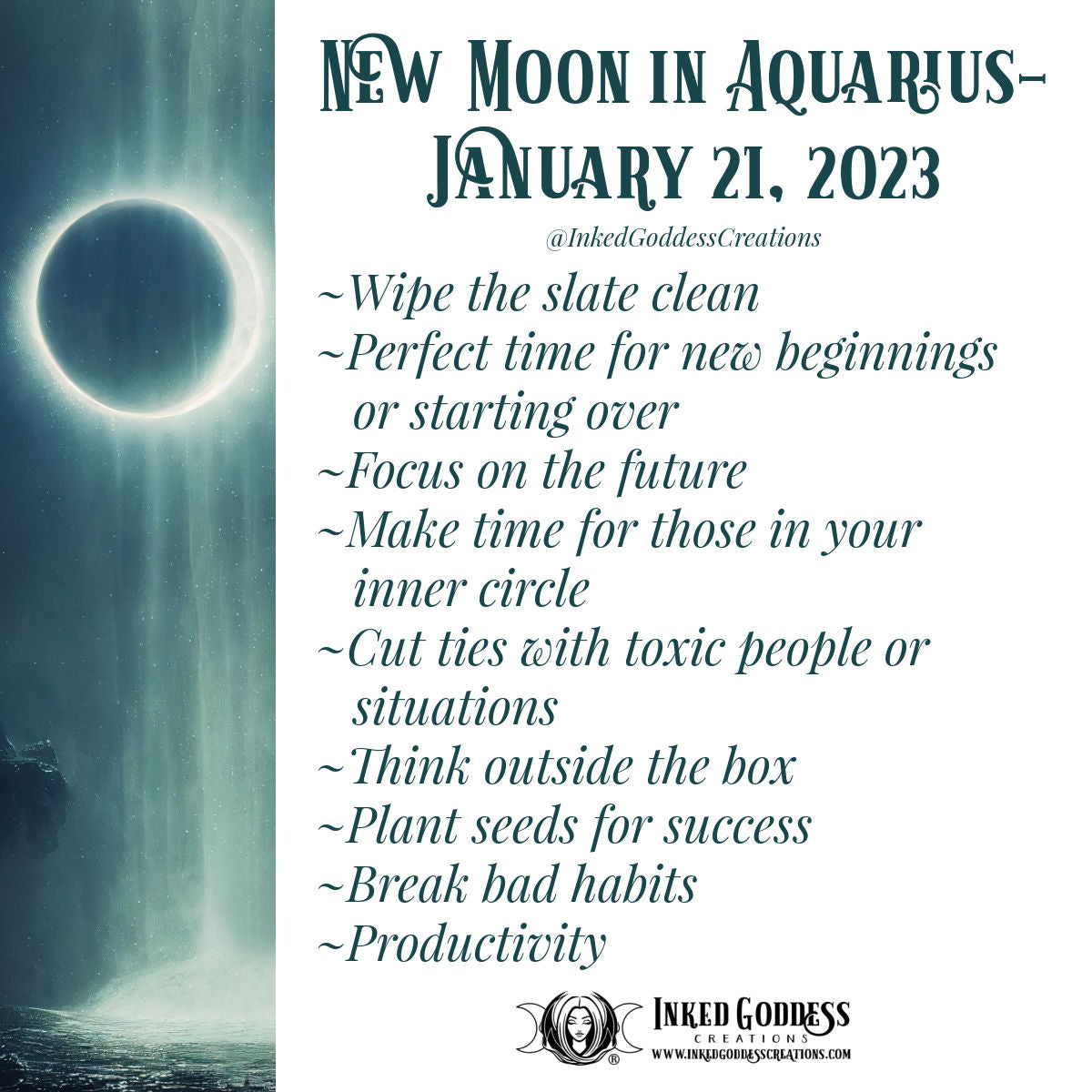 New Moon in Aquarius- January 21, 2023 – Inked Goddess Creations