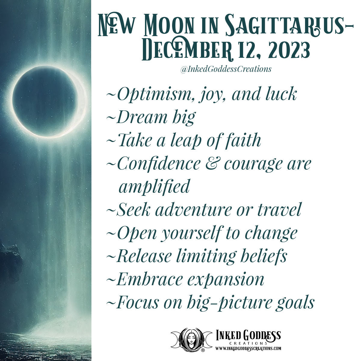 New Moon in Sagittarius- December 12, 2023 – Inked Goddess Creations