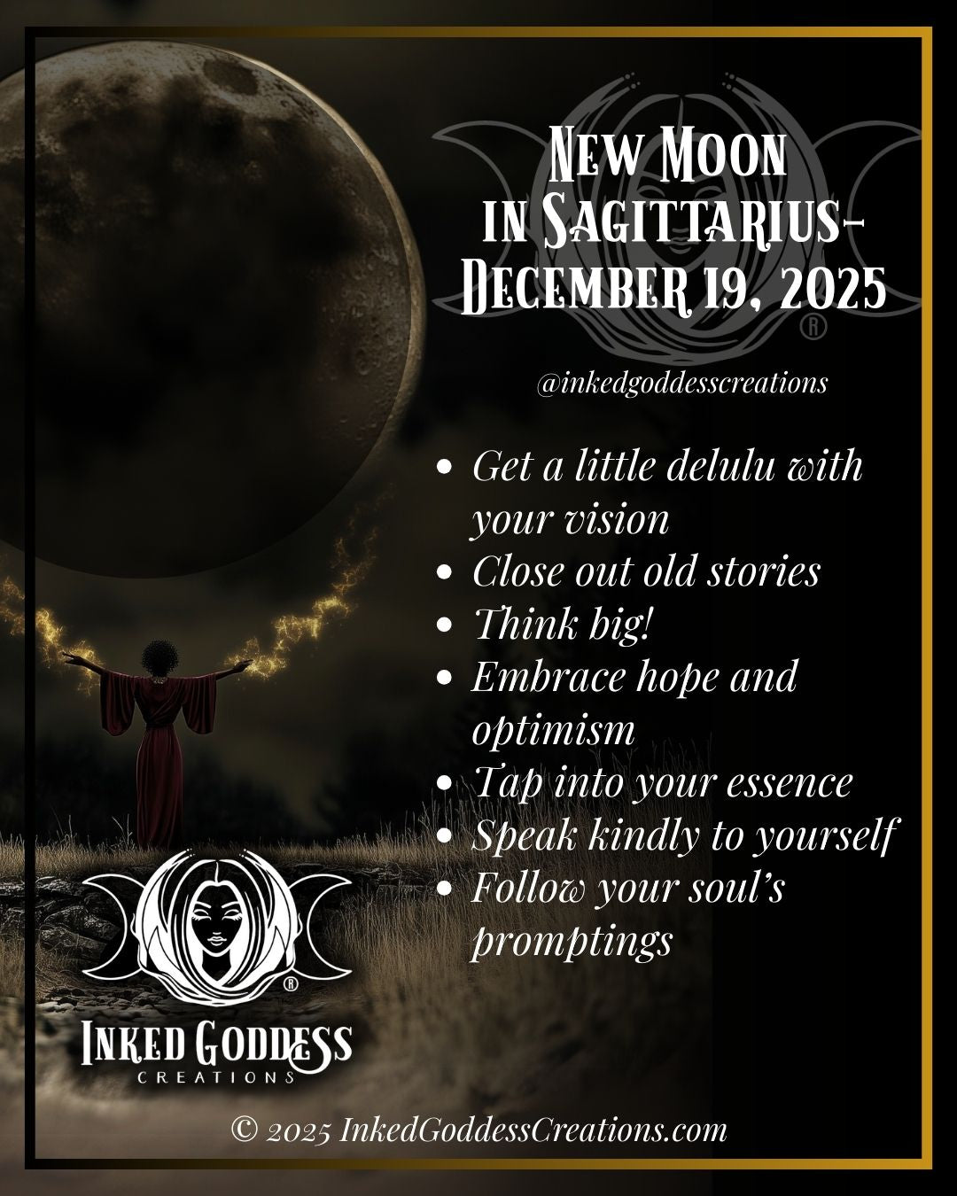 New Moon in Sagittarius – December 19, 2025 – Inked Goddess Creations