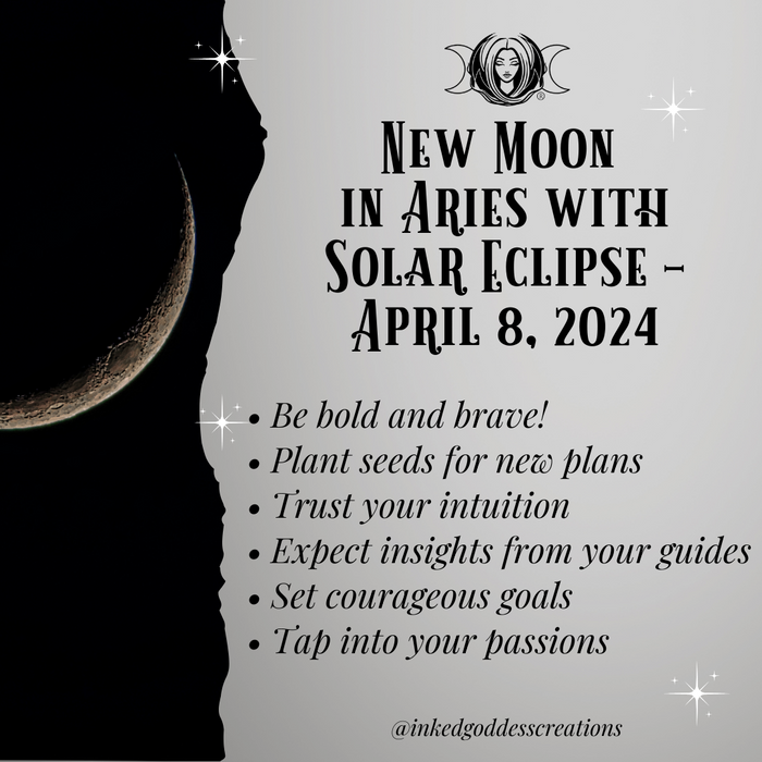 New Moon with Solar Eclipse in Aries – April 8, 2024