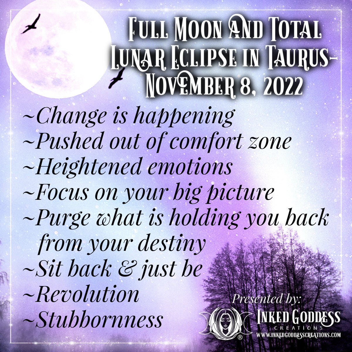 Full Moon and Total Lunar Eclipse in Taurus- November 8, 2022 – Inked ...