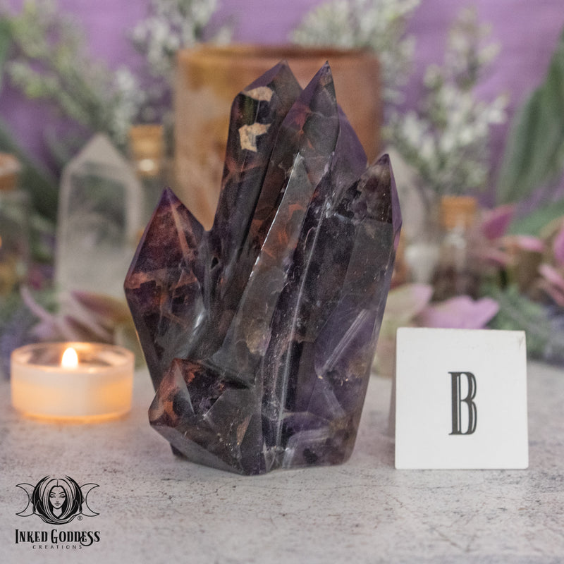 Load image into Gallery viewer, Alien Amethyst Carved Point Cluster for Starborn Vibes