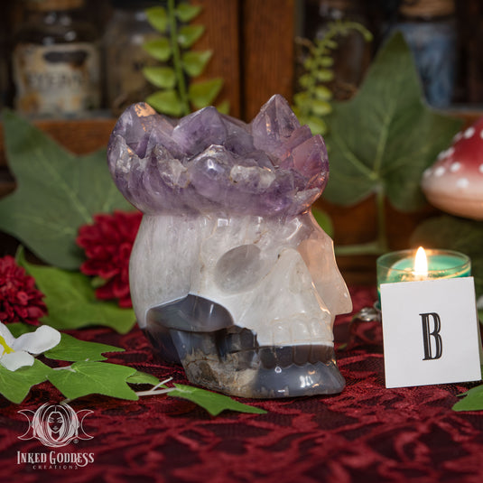 Amethyst and Agate Skull for Spiritual Connections