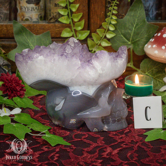 Amethyst and Agate Skull for Spiritual Connections