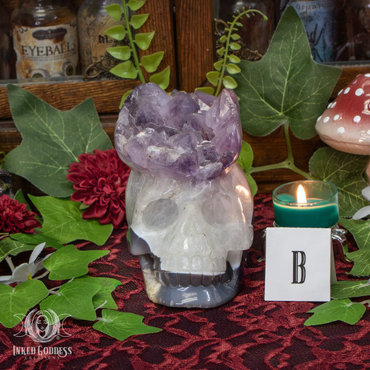 Amethyst and Agate Skull for Spiritual Connections