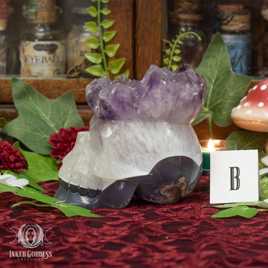 Amethyst and Agate Skull for Spiritual Connections