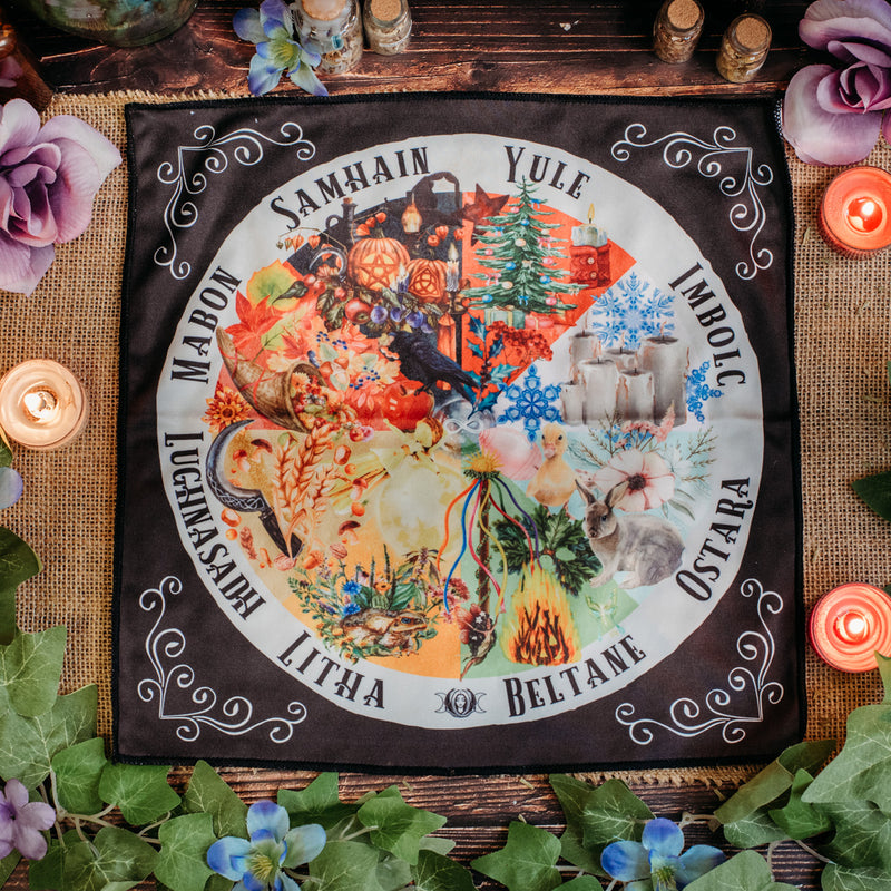Load image into Gallery viewer, Wheel of the Year Altar Cloth from Inked Goddess Creations