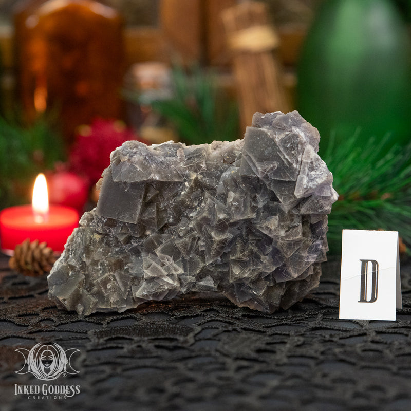 Load image into Gallery viewer, Black & Gray Fluorite Cluster for Hella Cleansing and Purifying