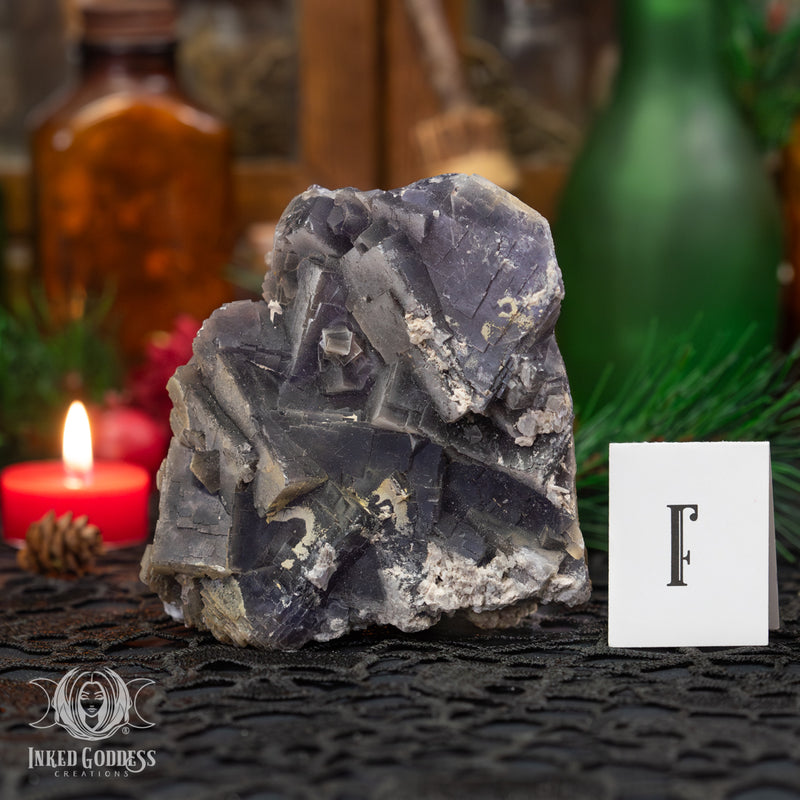 Load image into Gallery viewer, Black & Gray Fluorite Cluster for Hella Cleansing and Purifying