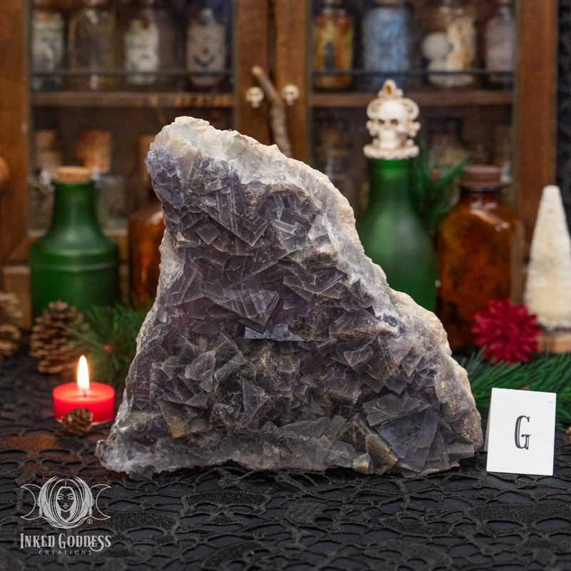 Load image into Gallery viewer, Black & Gray Fluorite Cluster for Hella Cleansing and Purifying