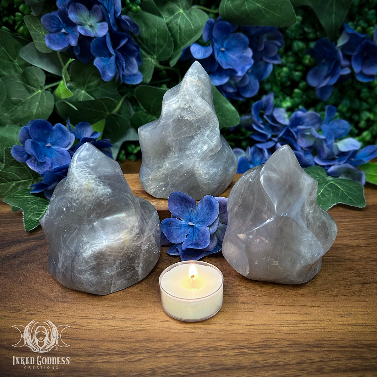 Blue Babybottle【クリスタルパワーストーン】 Blue Rose Quartz Flame for Stoking Your Magick