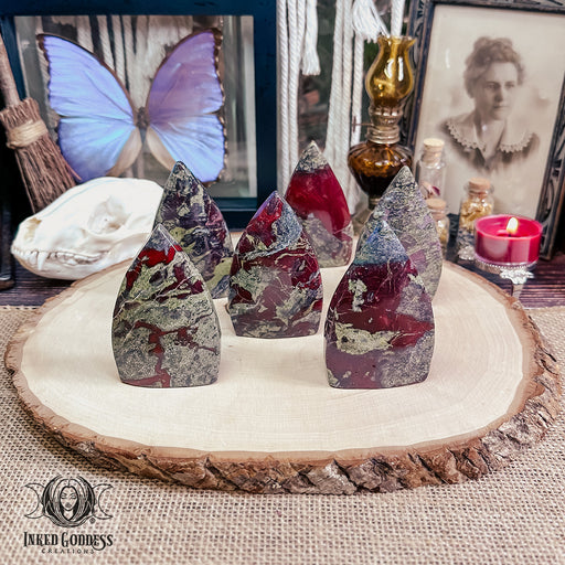 Dragon's Blood Jasper Flat Carved Flame for Personal Empowerment