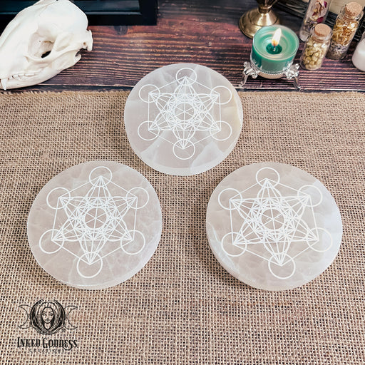 Metatron's Cube Selenite Charging Plate for Stability