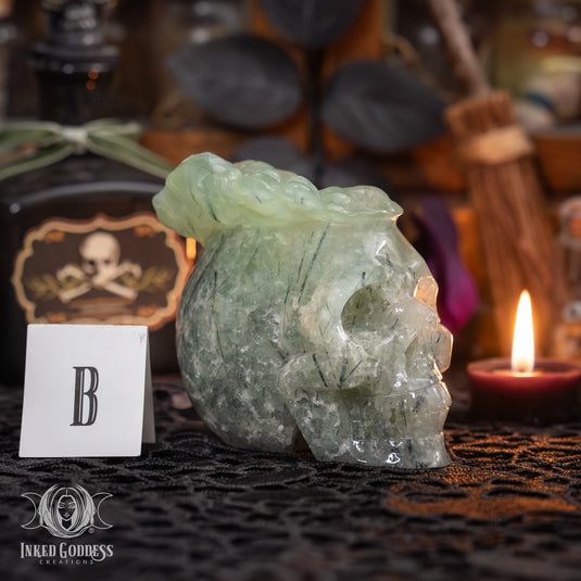 Prehnite Skull for Prophetic Magick