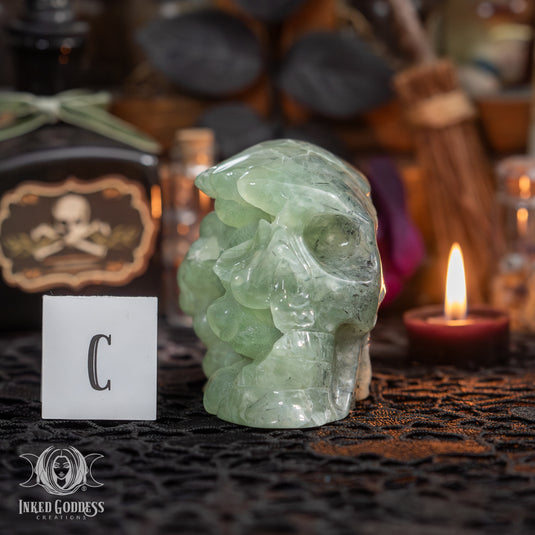 Prehnite Skull for Prophetic Magick