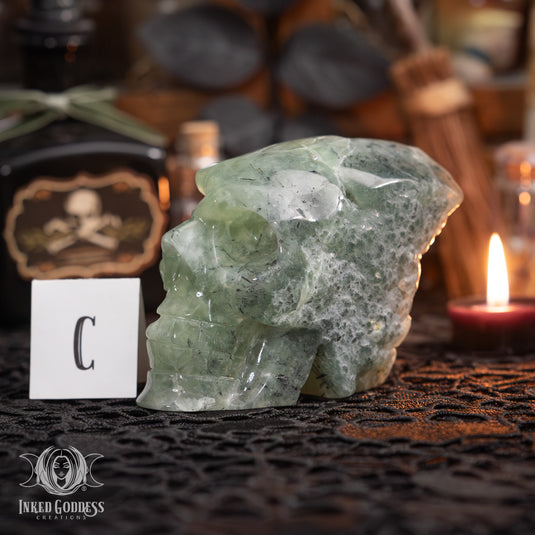 Prehnite Skull for Prophetic Magick