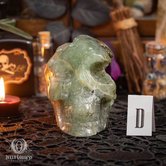 Prehnite Skull for Prophetic Magick