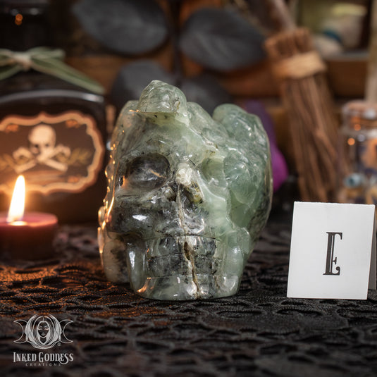 Prehnite Skull for Prophetic Magick