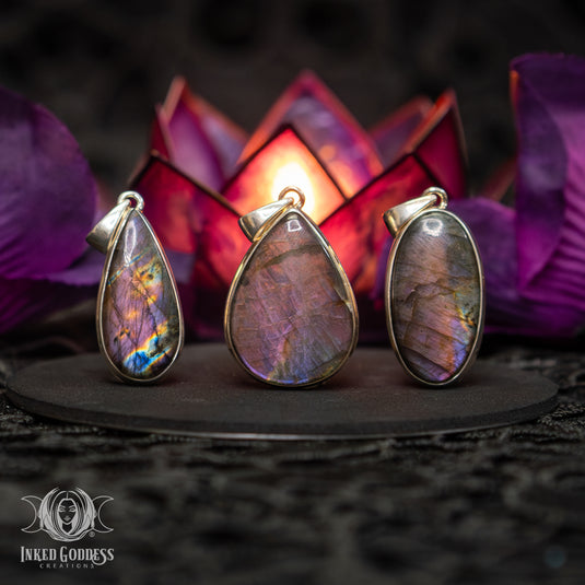 Purple Labradorite Sterling Silver Necklace for Elevated Consciousness