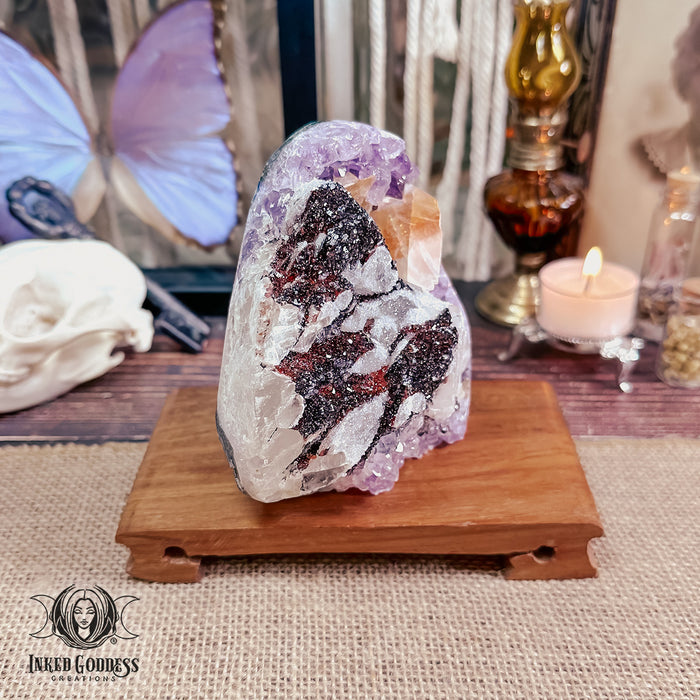 Red Galaxy Amethyst with Purple Amethyst & Calcite Raw Freeform for Psychic Powers