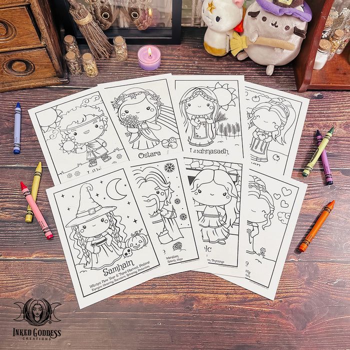 Sabbat Altar Coloring Card Set for Wee Witches