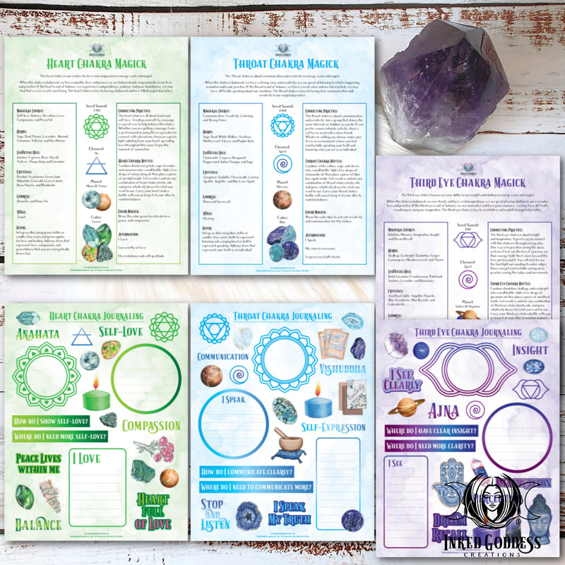 Load image into Gallery viewer, Chakra Magick Journaling Pages- Set of 15- PDF Download- Inked Goddess Creations
