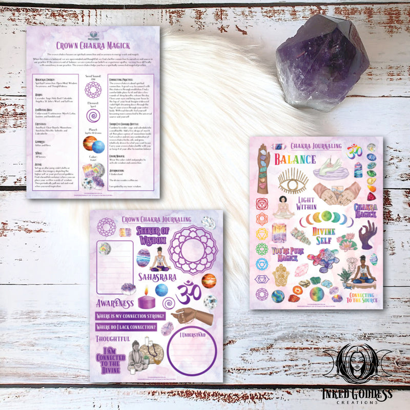 Load image into Gallery viewer, Chakra Magick Journaling Pages- Set of 15- PDF Download- Inked Goddess Creations