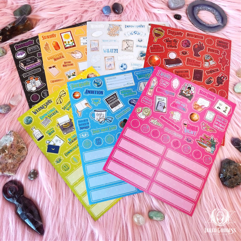 Load image into Gallery viewer, Daily Magick Sticker Sheets - Busy Witch Magick- Inked Goddess Creations