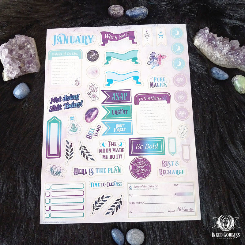 Load image into Gallery viewer, Monthly Magick Sticker Sheets - Busy Witch Magick- Inked Goddess Creations