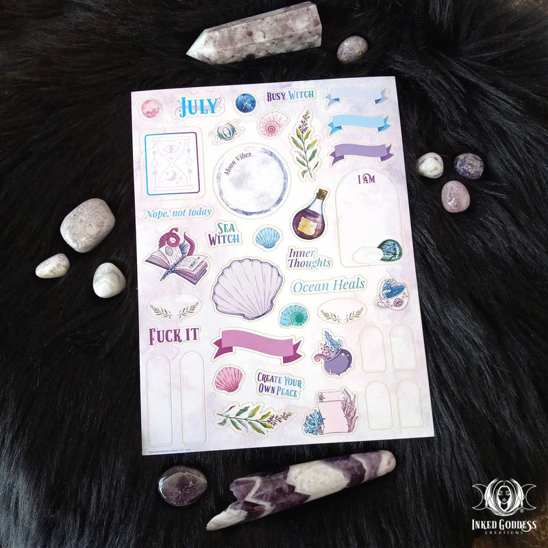 Load image into Gallery viewer, Monthly Magick Sticker Sheets - Busy Witch Magick- Inked Goddess Creations