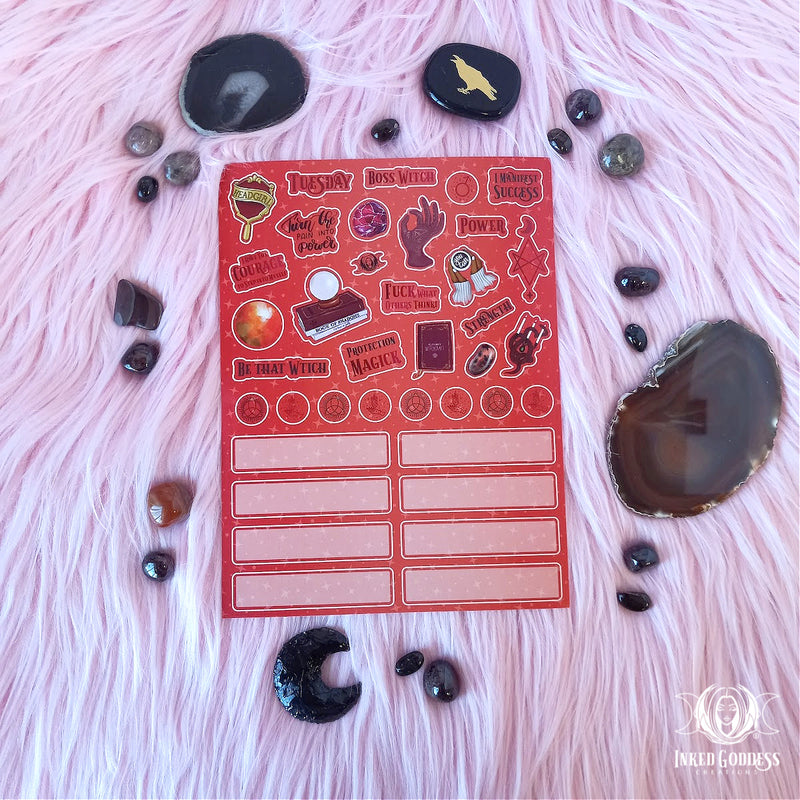 Load image into Gallery viewer, Daily Magick Sticker Sheets - Busy Witch Magick- Inked Goddess Creations