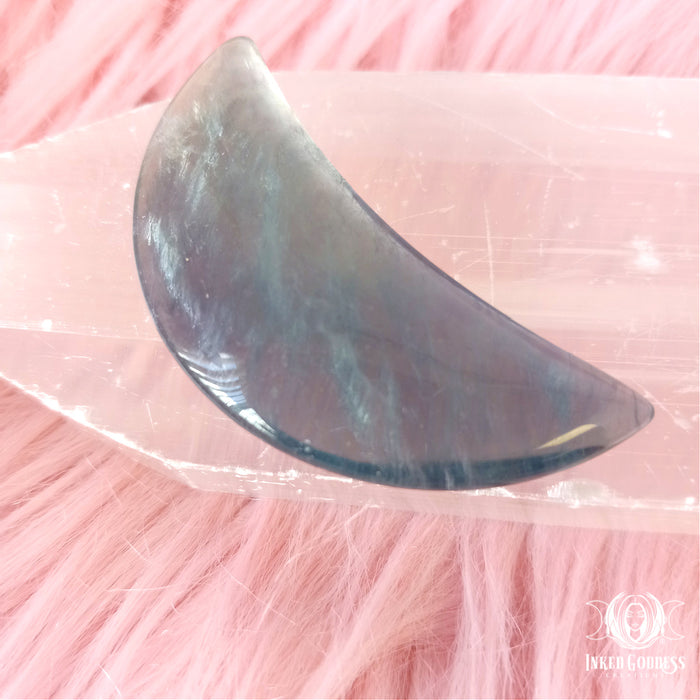 Fluorite Carved Crescent Moon for Intuition- Inked Goddess Creations