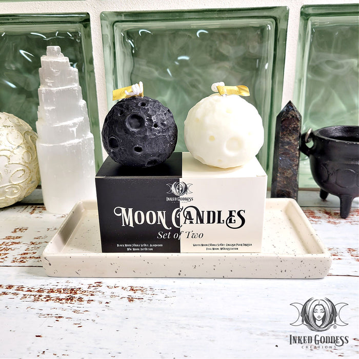 Moon Candle Set- New and Full Moon-Shaped Candles- Inked Goddess Creations