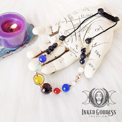Gemstone Solar System Bracelet- Adjustable or Elastic to Choose- Inked Goddess Creations