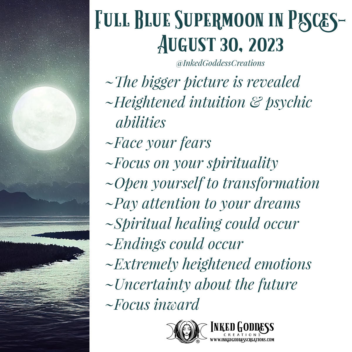 Full Blue Supermoon in Pisces- August 30, 2023 – Inked Goddess Creations