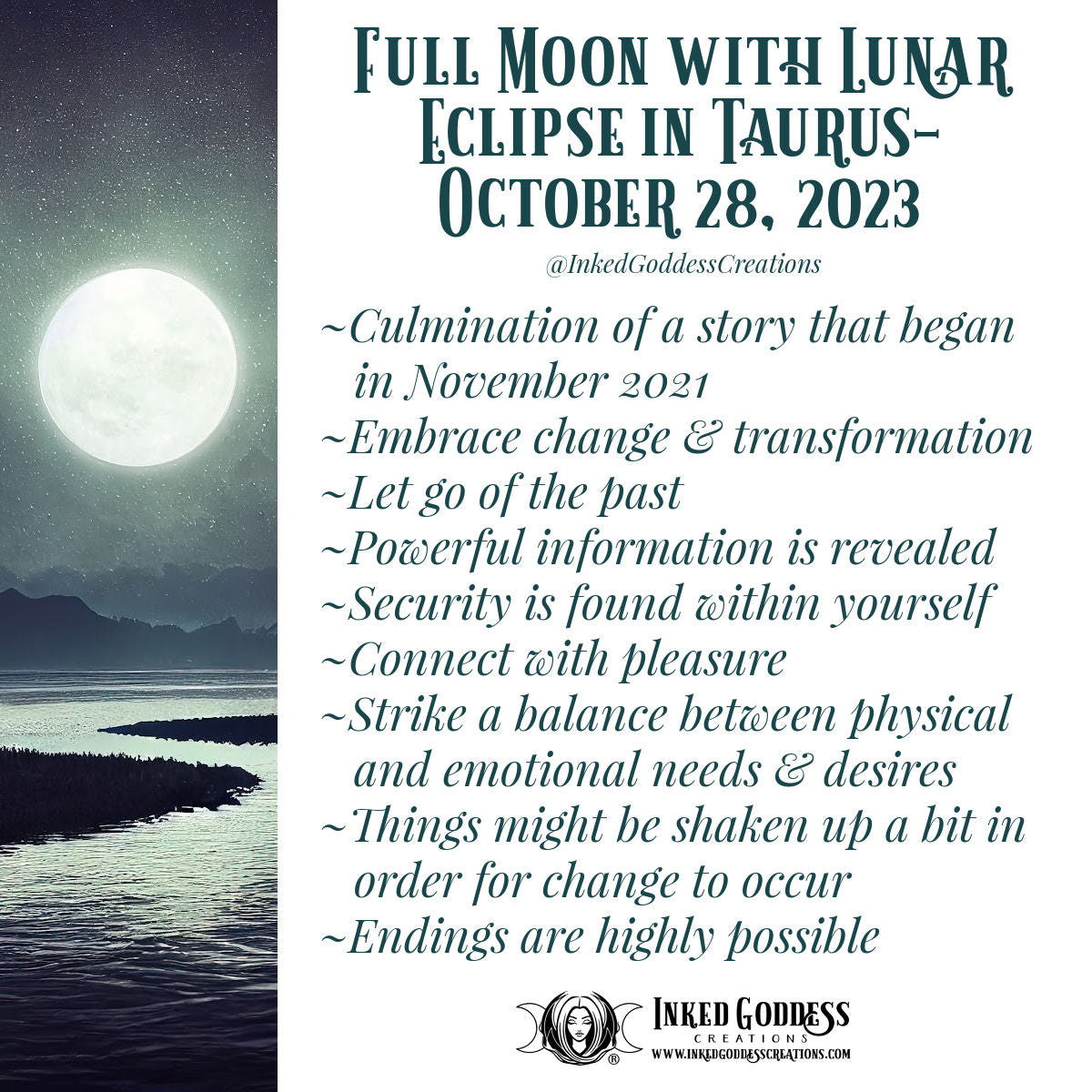 Full Moon with Lunar Eclipse in Taurus- October 28, 2023