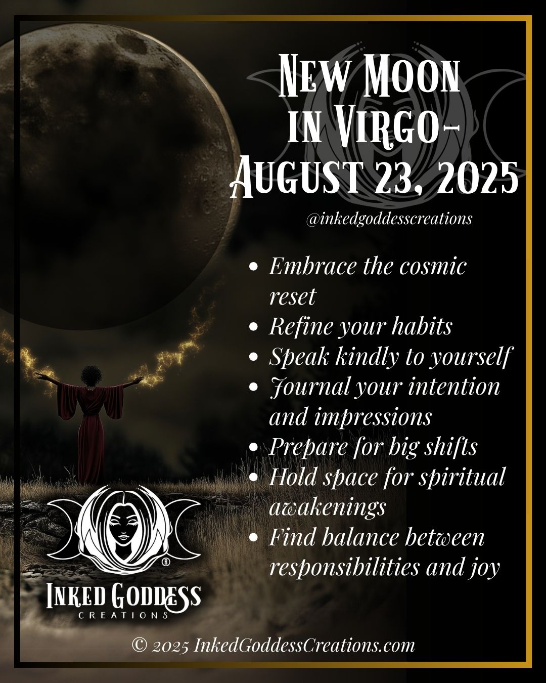 New Moon in Virgo – August 23, 2025 – Inked Goddess Creations