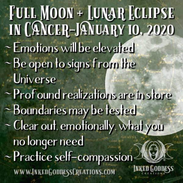 Full Moon & Lunar Eclipse in Cancer- January 10, 2020