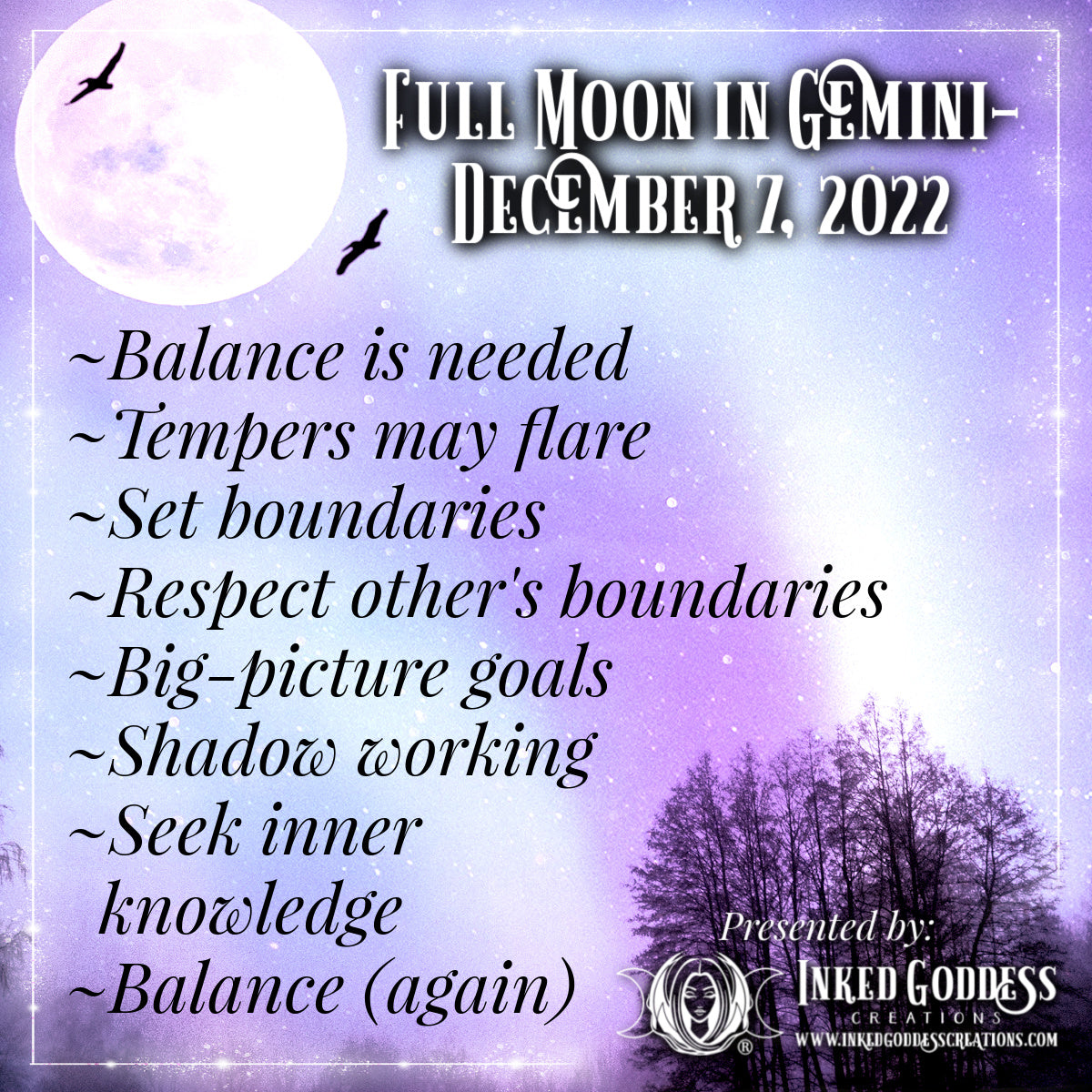 Full Moon in Gemini- December 7, 2022 – Inked Goddess Creations