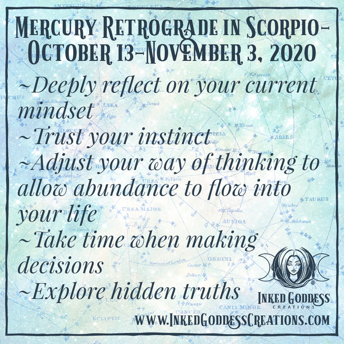 Mercury Retrograde in Scorpio- October 13- November 3, 2020