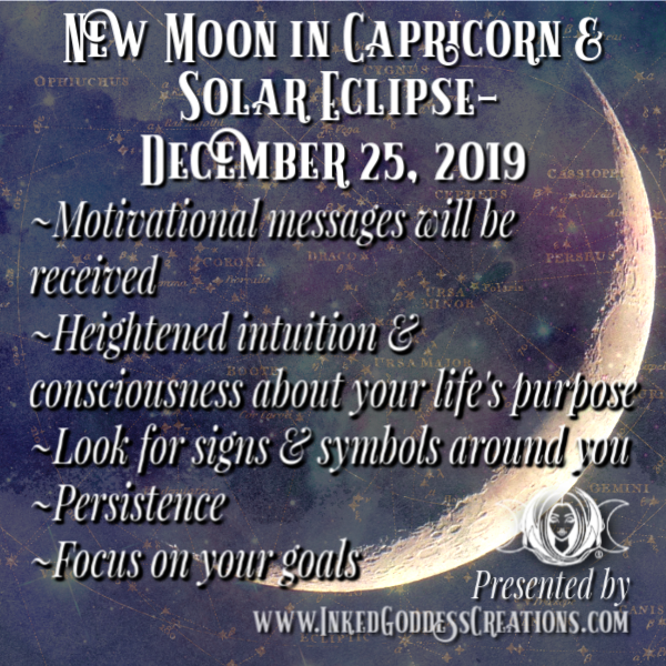 New Moon in Capricorn & Solar Eclipse- December 25, 2019