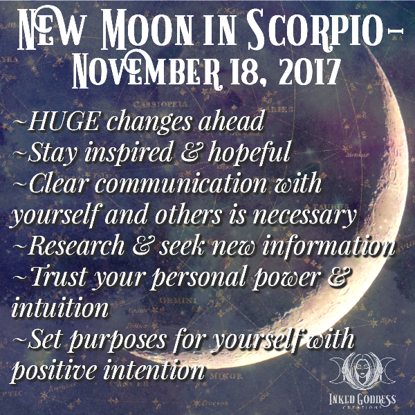 New Moon in Scorpio- November 18, 2017