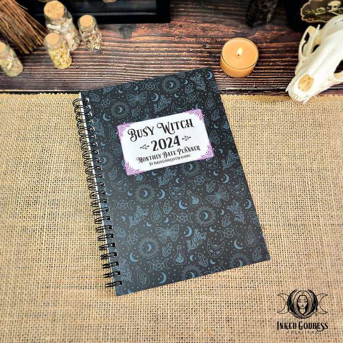 2024 Busy Witch Monthly Date Planner with Stickers from Inked Goddess Creations