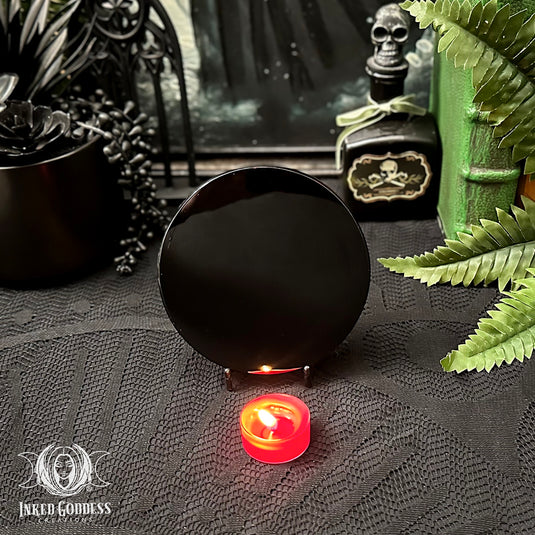5" Obsidian Scrying Mirror with Stand for Spirit Communication