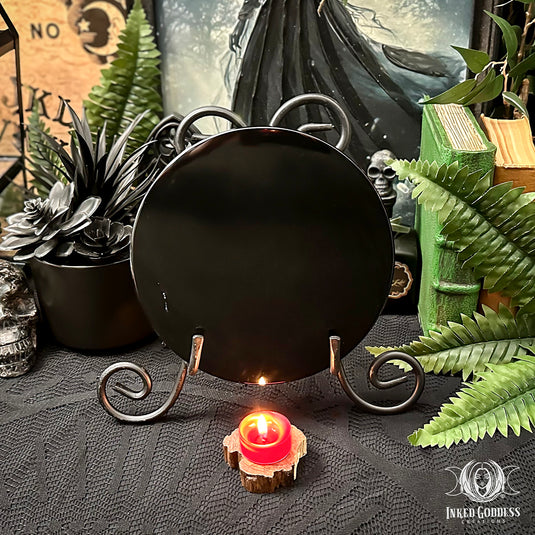 8" Obsidian Scrying Mirror with Stand for Spirit Messages