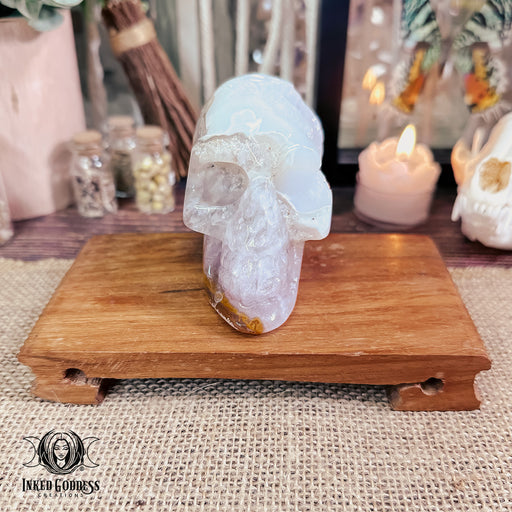 Agate Geode Carved Skull for Protection