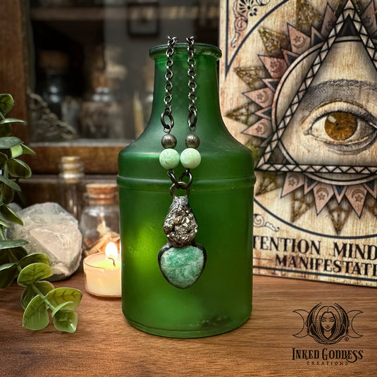 Amazonite, Pyrite, Australian Jade Prosperity Necklace - Handmade by Morgan