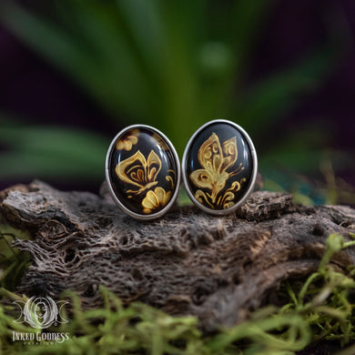 Amber Carved Butterfly Sterling Silver Adjustable Ring for Rebirth Vibes