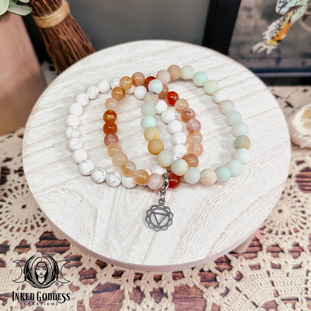 Ambition Bracelet Bundle- Agate, Howlite, Amazonite- Inked Goddess Creations