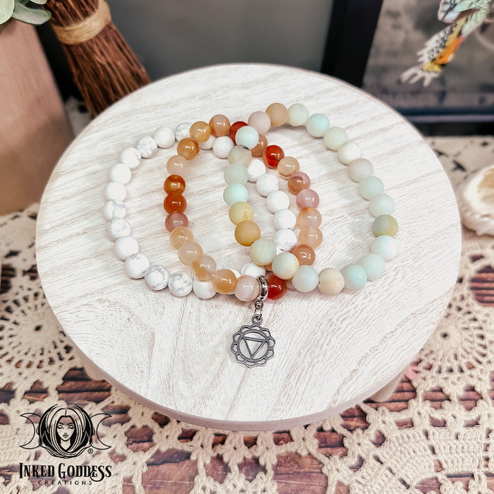 Ambition Bracelet Bundle- Agate, Howlite, Amazonite- Inked Goddess Creations